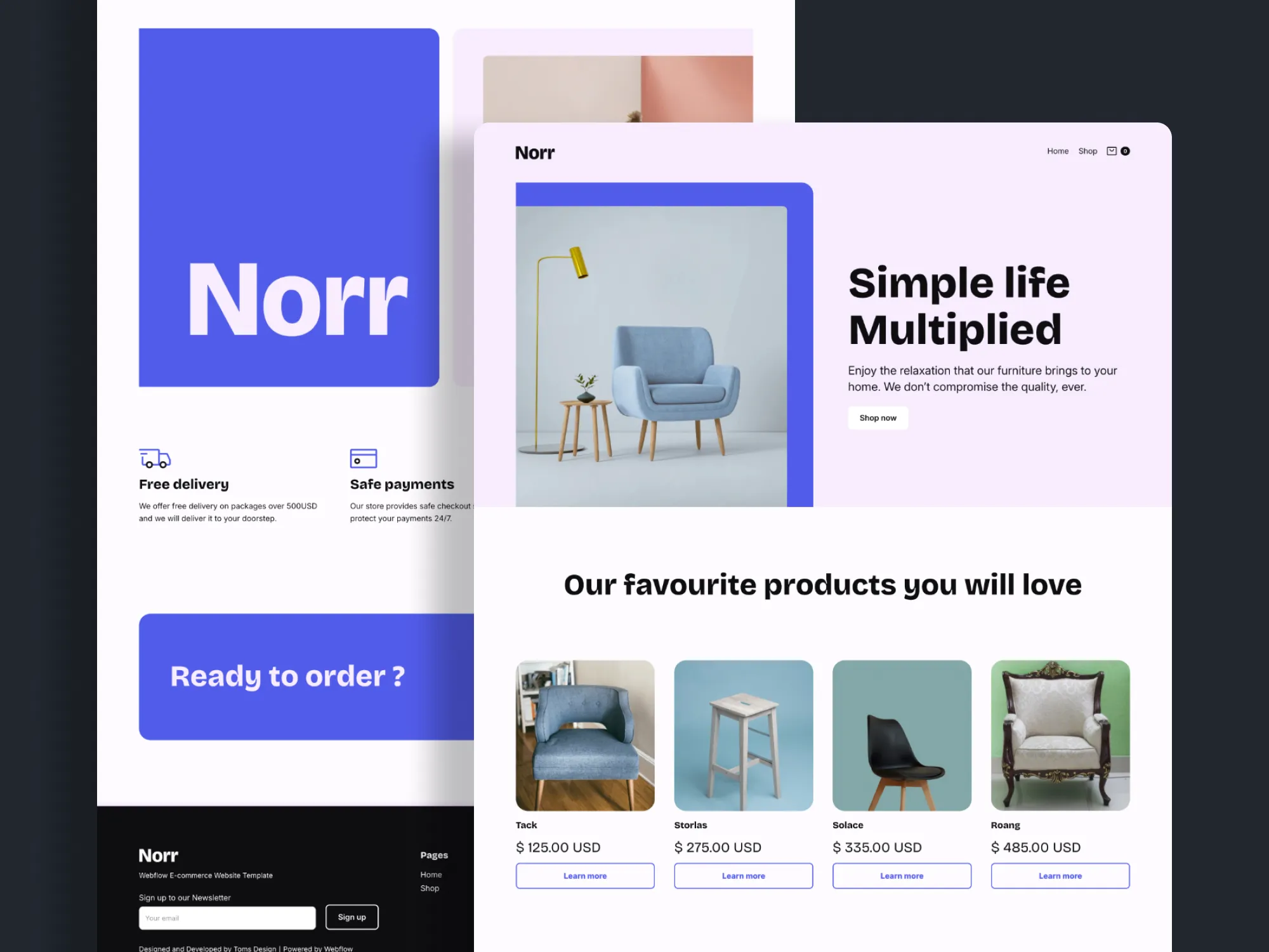 Norr Webflow e-commerce template preview
